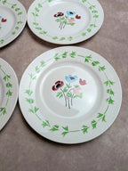 Lot de 6 assiettes plates en terre de fer Digoin Sarreguemines – Modèle Poupette – Vintage