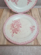 Lot de 2 assiettes à dessert anciennes Églantine Onnaing – décor rouge fleuri 🌿🍓