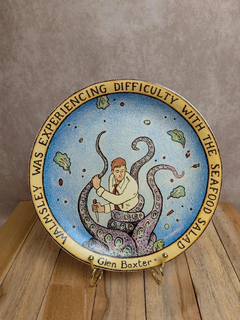 Assiette murale humoristique Glen Baxter Poole Pottery Angleterre
