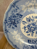 Assiette anglaise Ironstone bleu décor floral & papillons