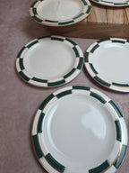 Lot de 10 assiettes à dessert Salins – Opaceline Jamier Vert – damier vintage