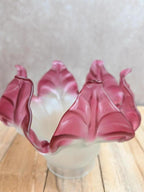 Abat-jour tulipe ancien en verre satiné rose – Style Art nouveau
