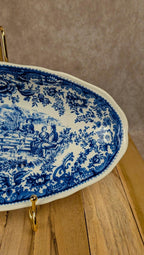 Petit plat ovale Lunéville – Toile de Jouy bleue