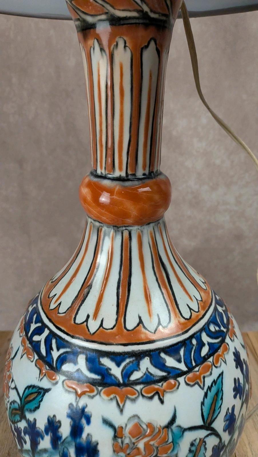 Pied de lampe en faïence style Iznik