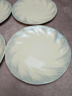 6 assiettes plates Terre de fer Salins décor bleu nuagé