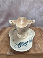 Saucière ancienne Gien Iris terre de fer fin Xixe siècle