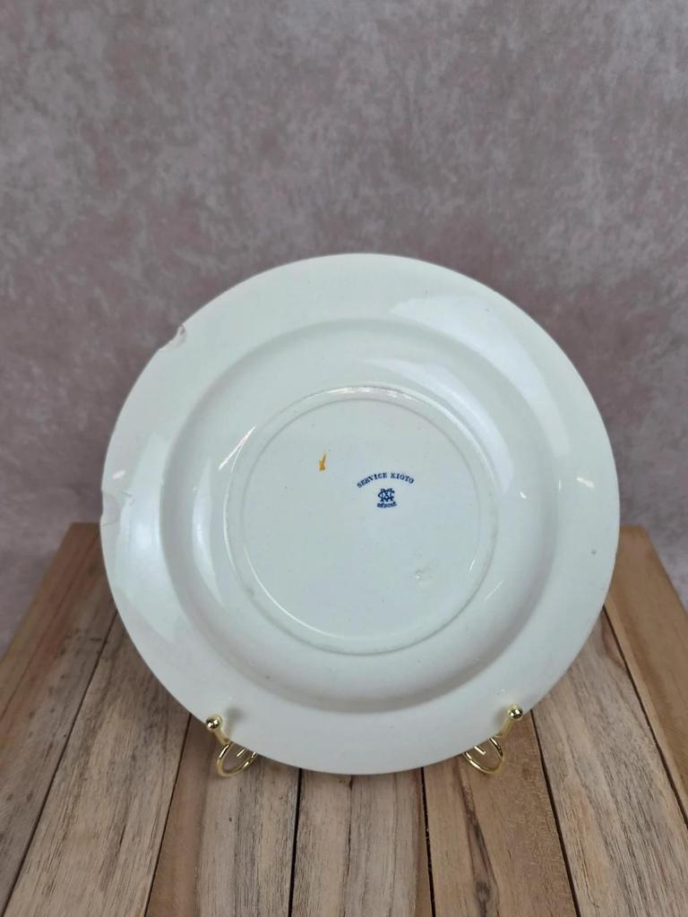 Assiette creuse Terre de Fer Creil Montereau Kyoto, polychrome