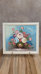 Peinture nature morte – Bouquet de fleurs – Tableau peint à la main