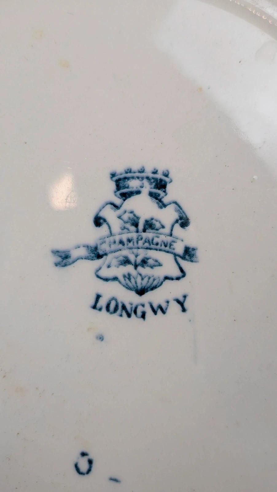 Assiette plate Longwy modèle Champagne – décor bleu ancien