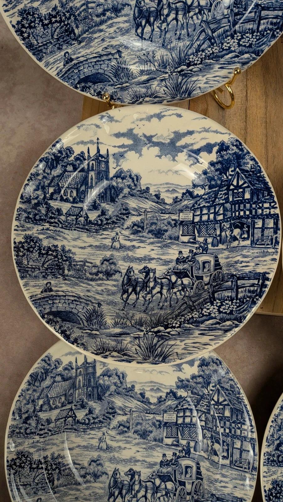 Lot de 6 assiettes creuses Castellania bleu vintage