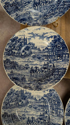 Lot de 6 assiettes creuses Castellania bleu vintage