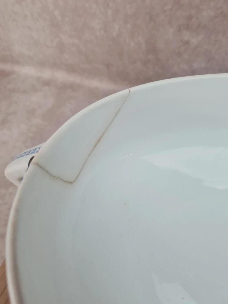 Légumière ancienne en bn terre de fer Sarreguemines “nancy” complète – plat + couvercle 💙