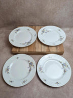 Lot de 4 assiettes plates en terre de fer Hamage Nord – Fleurs polychromes et dorures