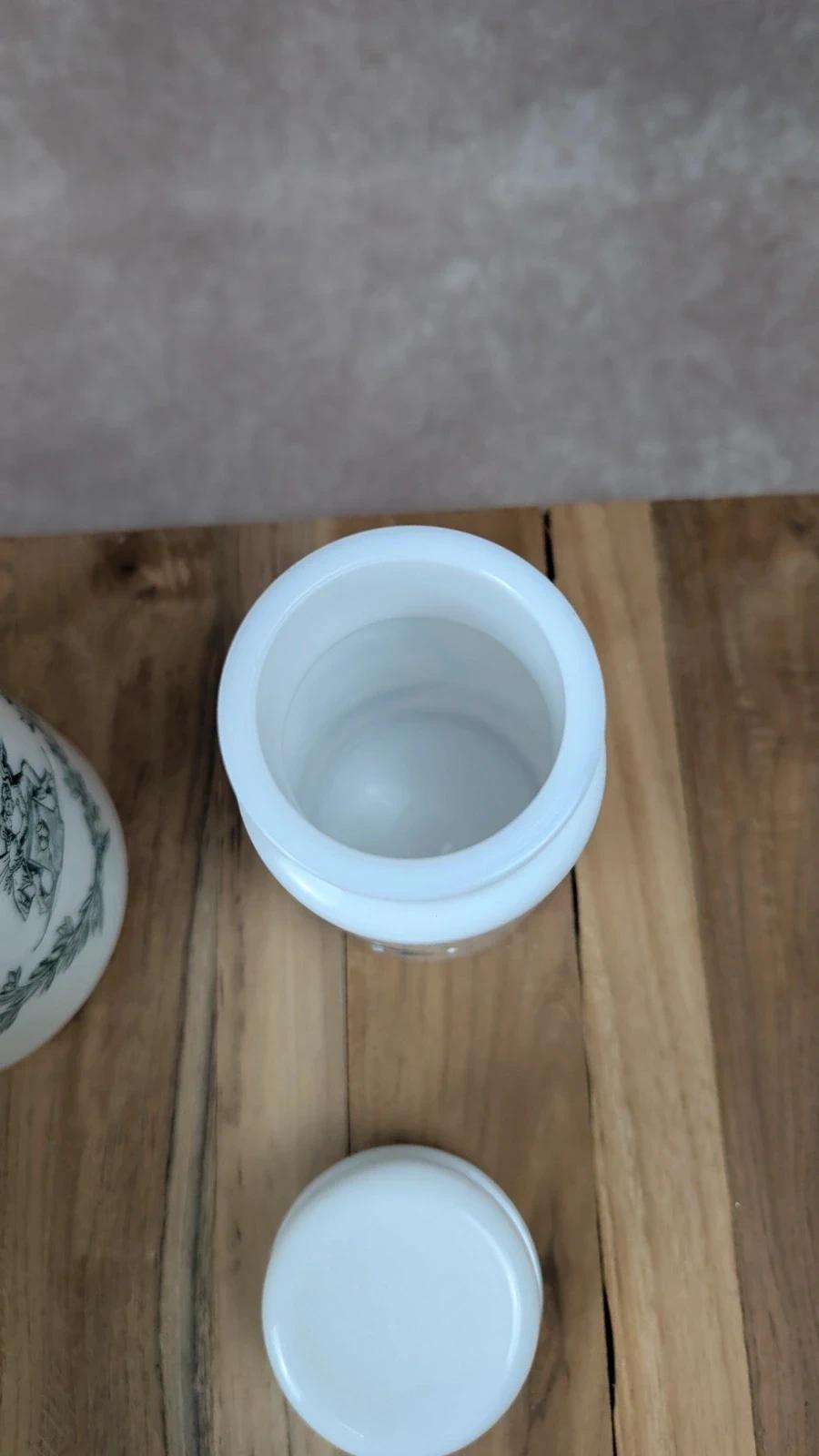 Lot de 2 pots en verre opalin Made in Italy