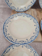 Lot de 7 assiettes plates anciennes Creil et Montereau. Service La Vallières, 23 cm