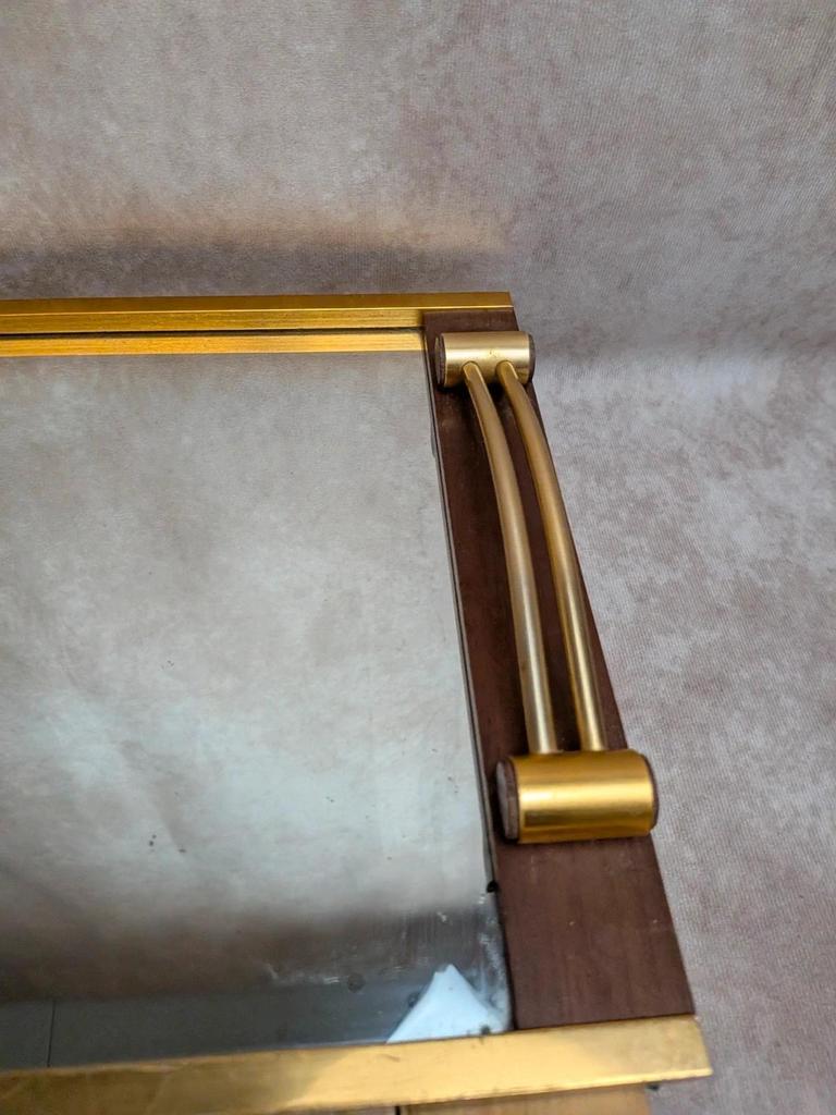 Plateau vintage Art Déco bois & métal doré