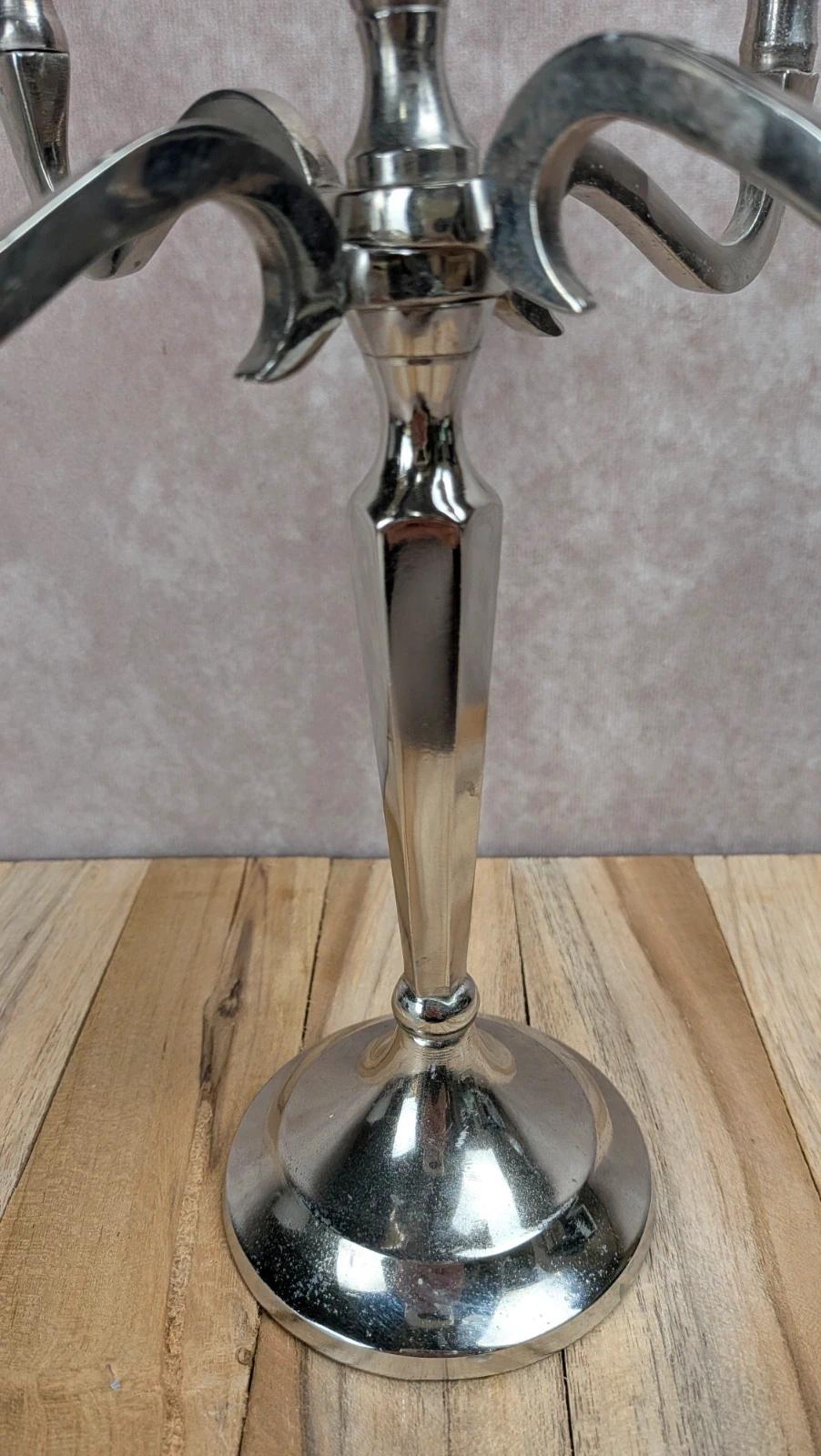 Chandelier vintage 5 branches en métal argenté