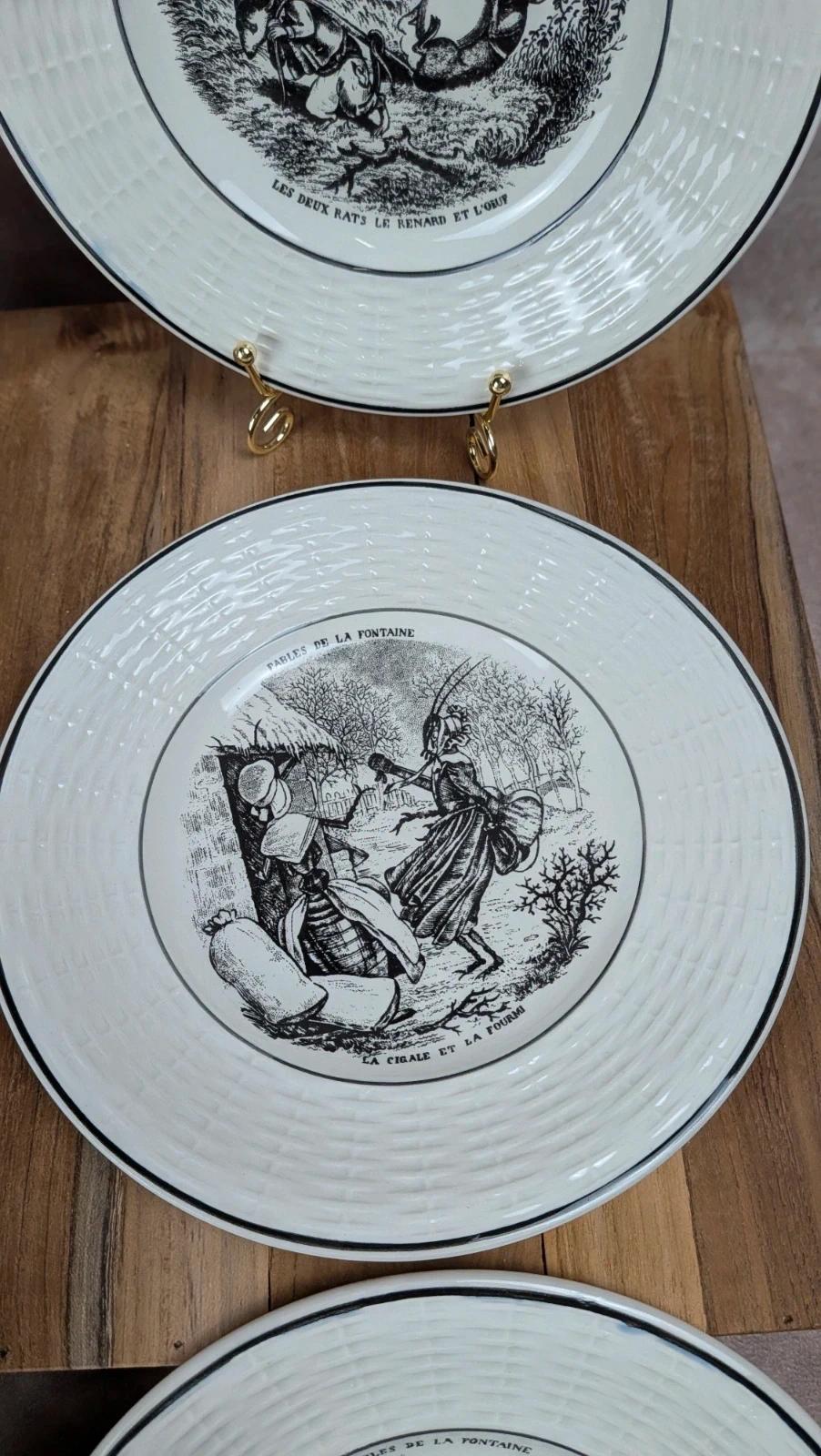 6 assiettes à dessert – Fables de La Fontaine Digoin Sarreguemines