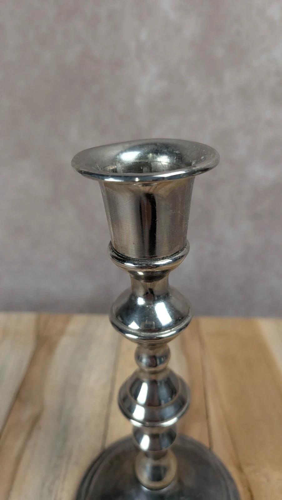 Bougeoir en métal argenté – style classique vintage