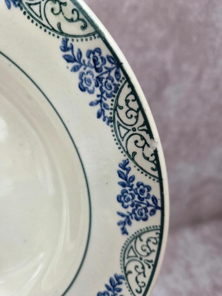 Lot de 6 assiettes creuses dépareillées vintage Terre de Fer & faïence ancienne