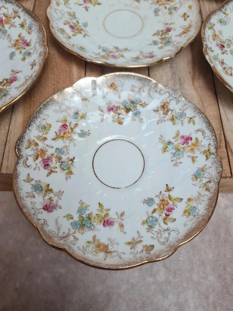 Lot de 7 coupelles anciennes porcelaine anglaise décor floral doré 🌸