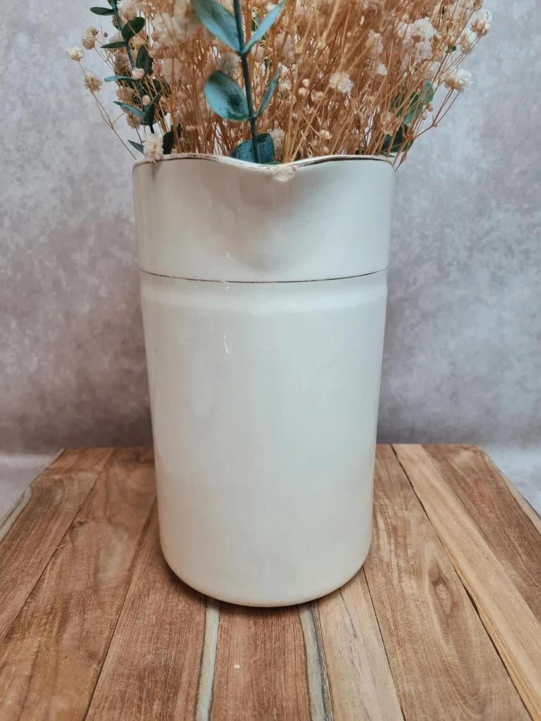 Cruche ancienne Terre de Fer Longchamp Primax – pichet vintage blanc décoratif 🤍
