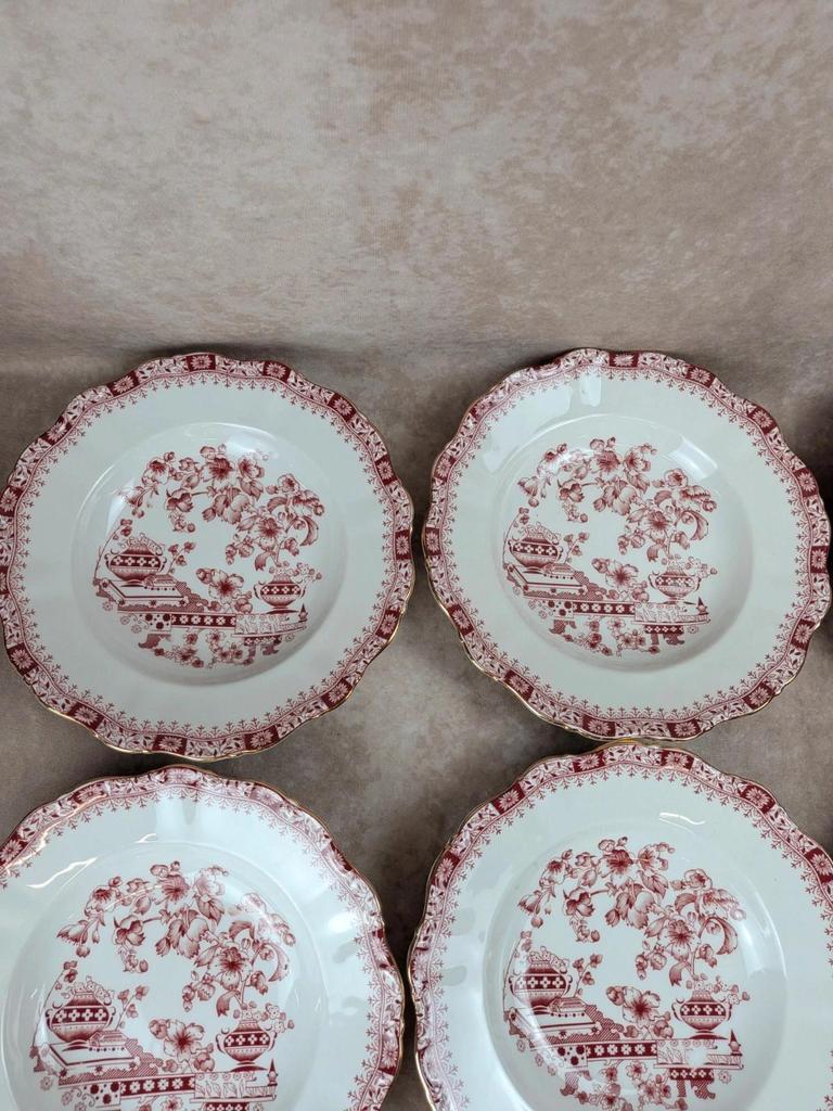 Lot de 12 assiettes creuses Seltmann Weiden Bavaria Theresia rouge