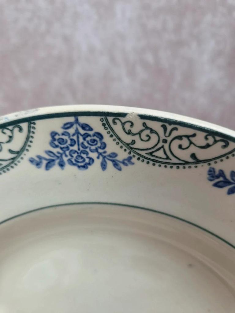 Lot de 6 assiettes creuses dépareillées vintage Terre de Fer & faïence ancienne