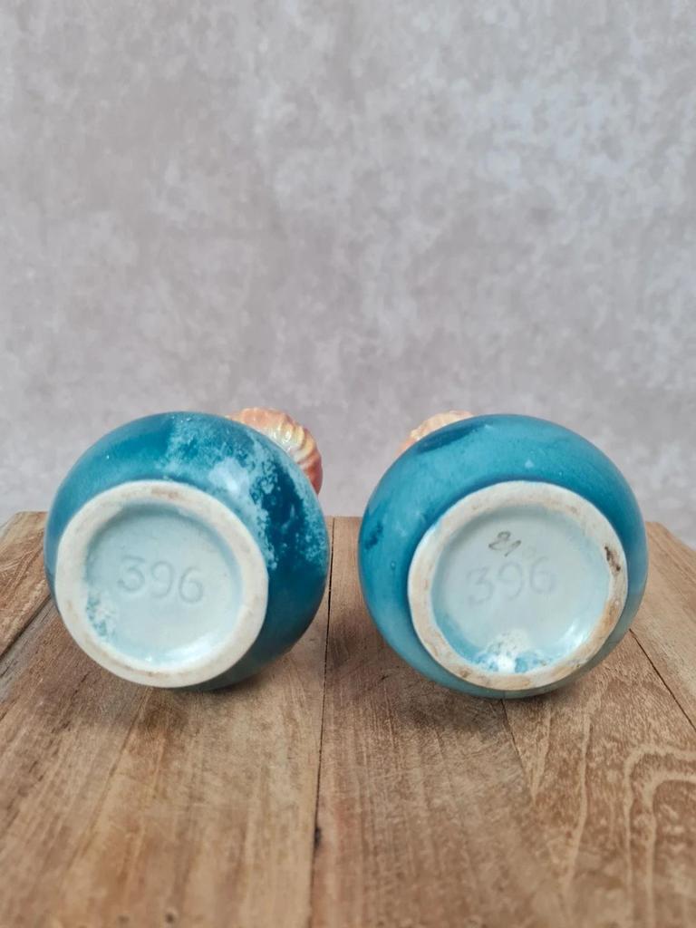 🌸 Paire de petits vases soliflores anciens numérotés 396 🌸