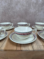 Lot de 6 tasses et sous-tasses vintage Saint-amand modèle Monaco
