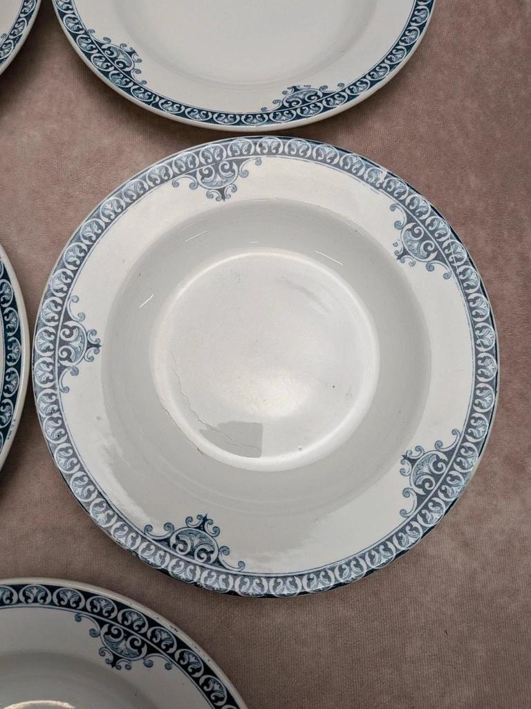 Lot de 9 assiettes creuses Terre de Fer St Amand modèle Andrinople