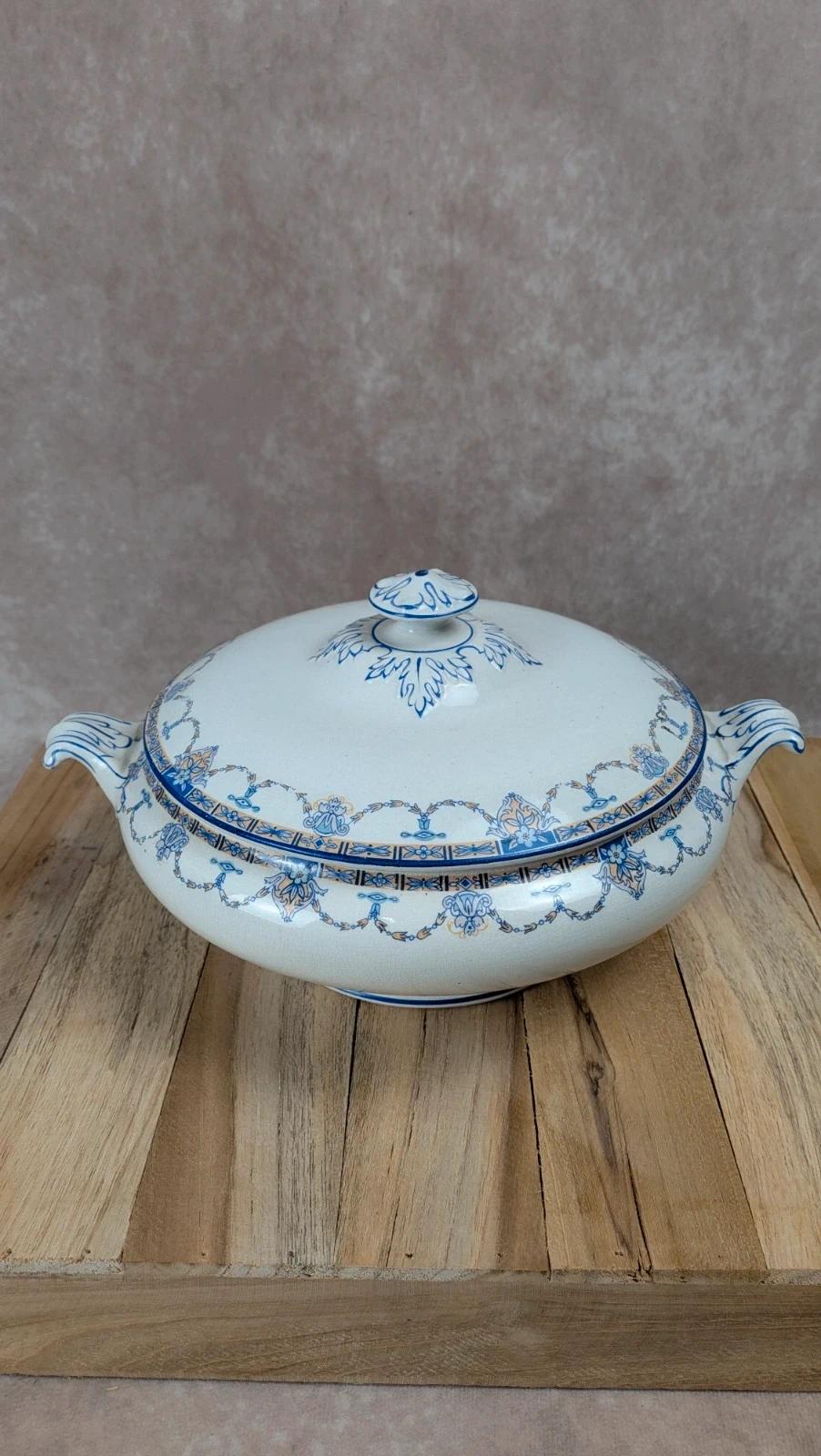 Soupière vintage Palissy England bleu & blanc