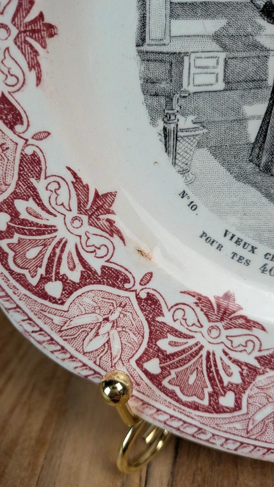 Assiette parlante ancienne – Terre de fer – Creil & Montereau – Nos domestiques n°10