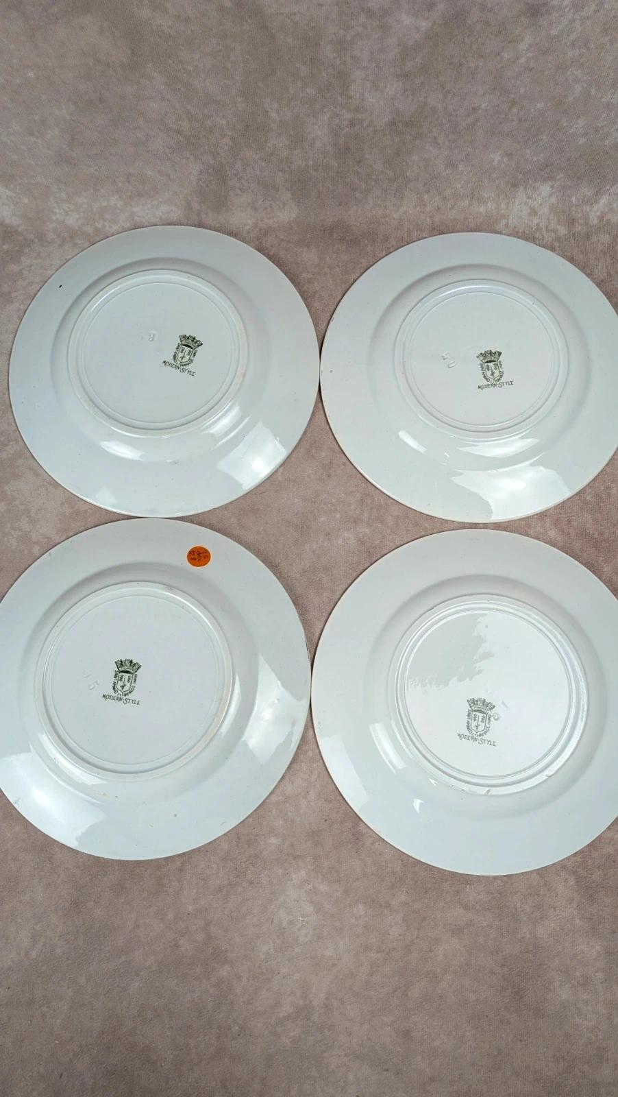 Lot de 4 assiettes plates anciennes Saint-amand – Terre de fer – Modern Style