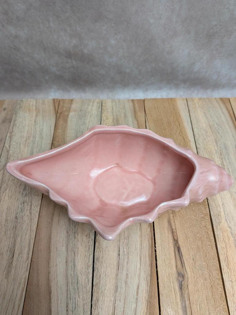 Coquillage vintage rose nacré – céramique portugaise – vide-poche déco bord de mer