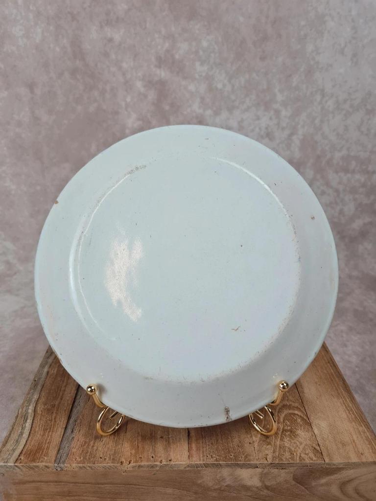 Assiette creuse ancienne en faïence 🌿 décor corbeille de fleurs, style Rouen Desvres