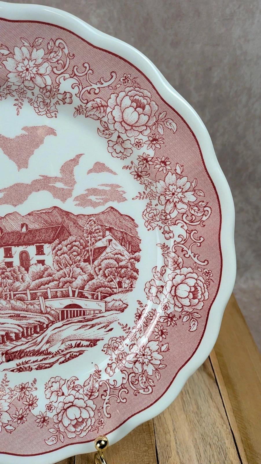 Assiette italienne English Landscape rouge