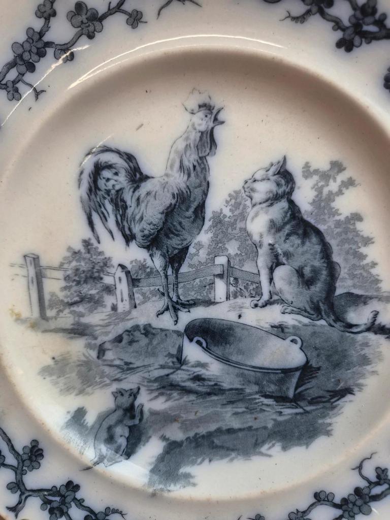 Assiette terre de fer anglaise B.w.m. & Co – Fables – Émile Bourgeois – vers 1900