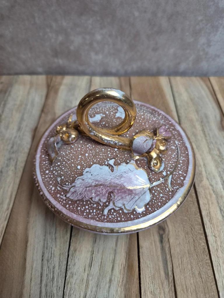 Boîte vintage en céramique M.i.c.a. Italy – décor doré