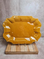 Grand plateau plat Gien France jaune moutarde vintage 🧡