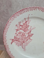 Lot de 2 assiettes à dessert anciennes Églantine Onnaing – décor rouge fleuri 🌿🍓