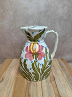 Pichet ancien en faïence décor floral peint main – esprit campagne