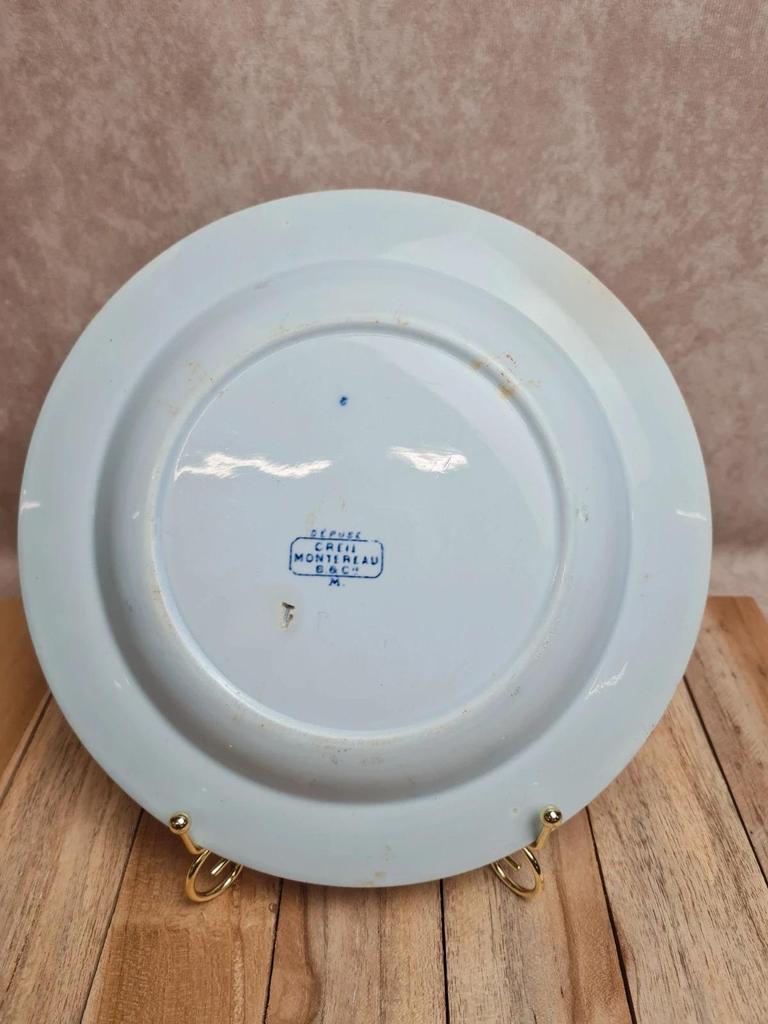Assiette creuse ancienne Creil et Montereau modèle Japon / Monet bleu 💙