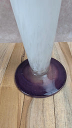 Grand vase en pâte de verre blanc & violet