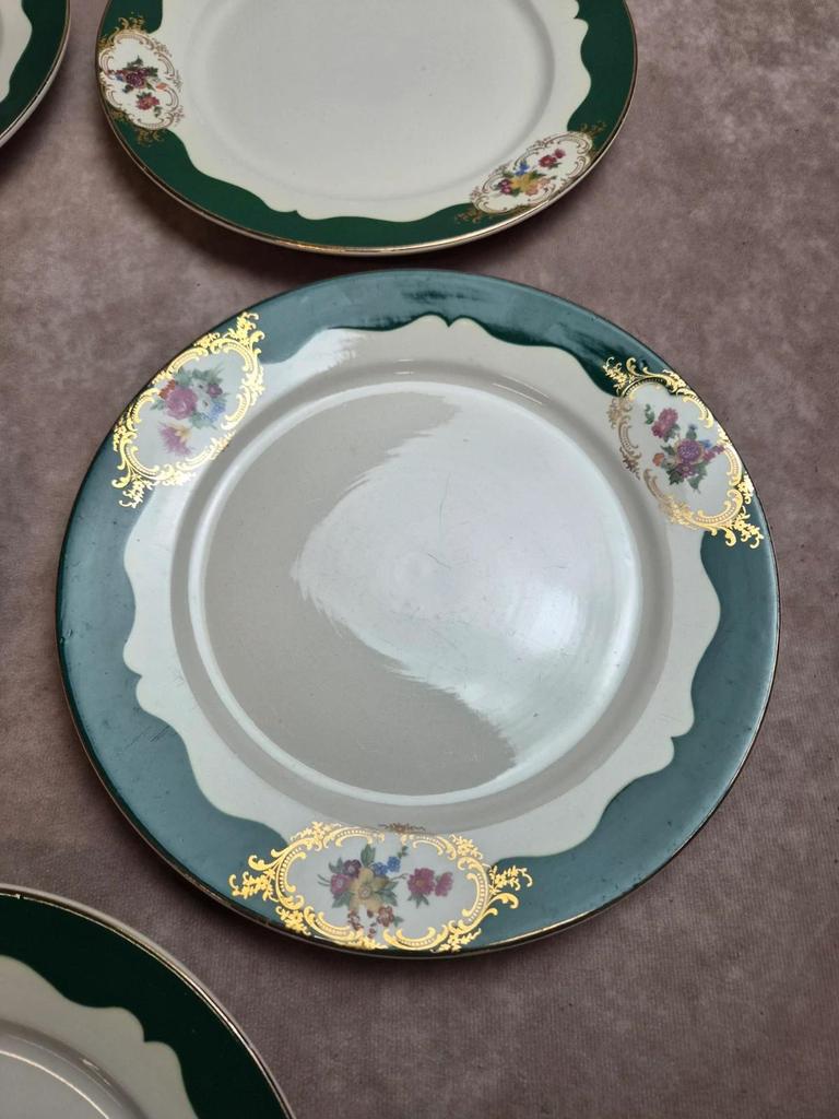 Lot 7 assiettes plates Digoin Sarreguemines Champagne – Porcelaine opaque vintage
