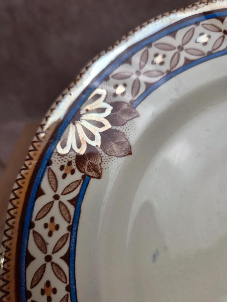 Compotier ancien Creil et Montereau B & Cie – faïence fine polychrome Xixe
