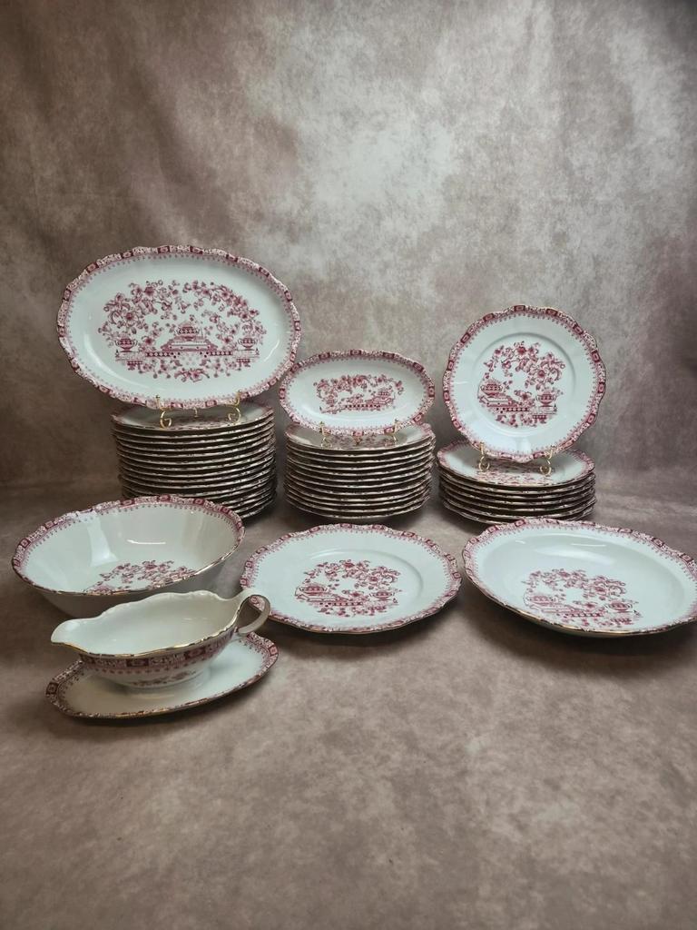 Grand plat ovale Seltmann Weiden Bavaria Theresia rouge – Porcelaine allemande vintage