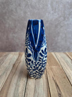 Petit vase ancien en faïence bleu et blanc peint main – décor oriental
