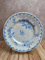 Assiette ancienne Gien Liserons – Décor oiseaux et fleurs bleu