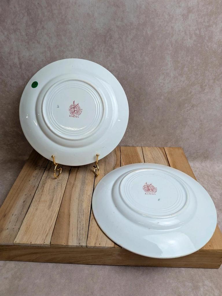 Lot de 2 assiettes plates terre de fer Moulin des Loups modèle Athènes